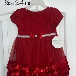 NWT- Red Rose Dress for Toddlers- Size 24 mo.